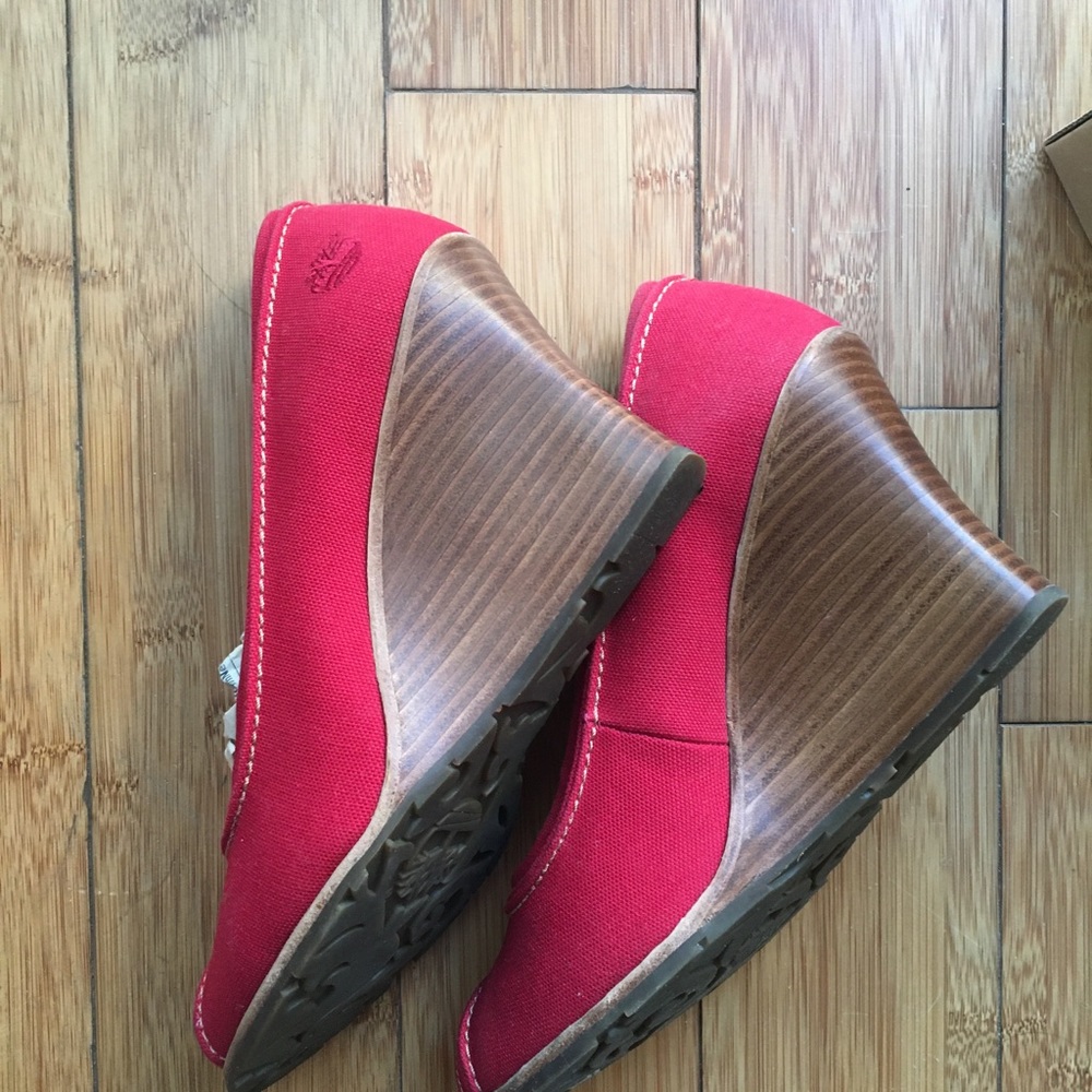 Timberland RED Chanel style wedges - worn once!
